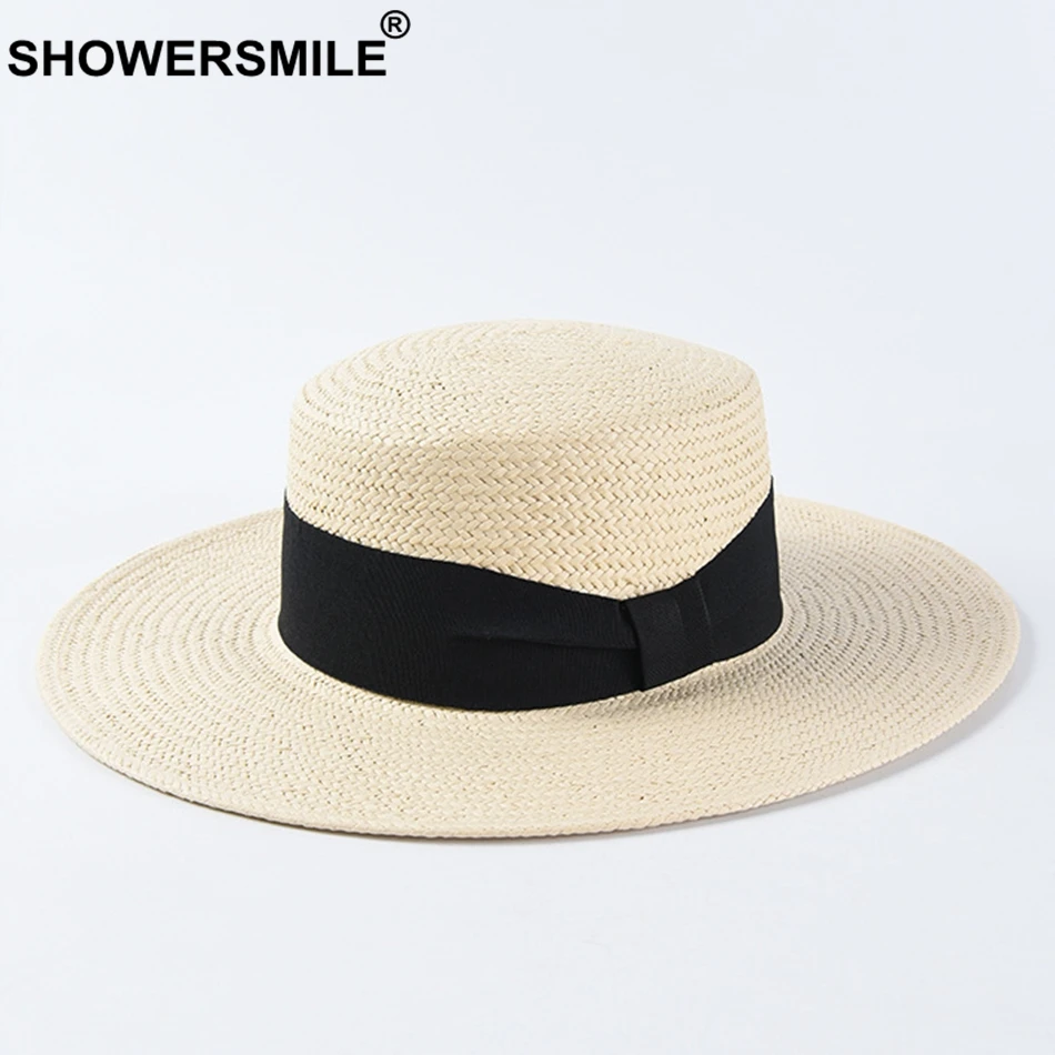 SHOWERSMILE широкополая шляпа от солнца для женщин бумажная женская синяя лента