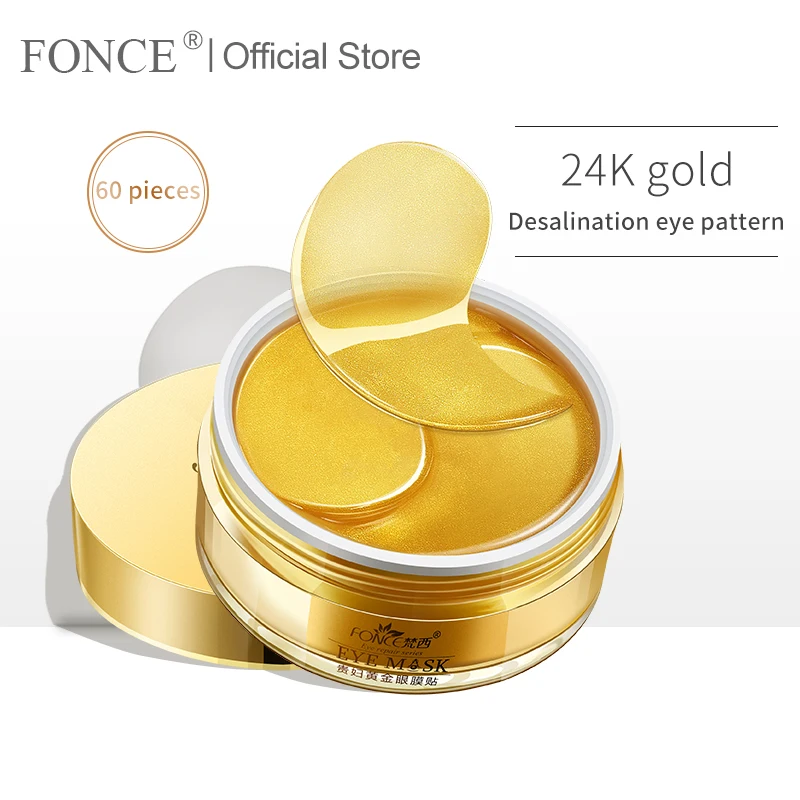 Fonce 24K золотые кристаллические коллагеновые гелевые патчи для век маска от