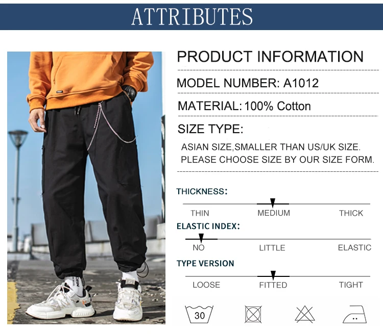 Men's Trousers Solid color jogging High quality Cotton Casual Pants splice Big-pocket Hip Hop Autumn Fashion Cargo Pants A1012