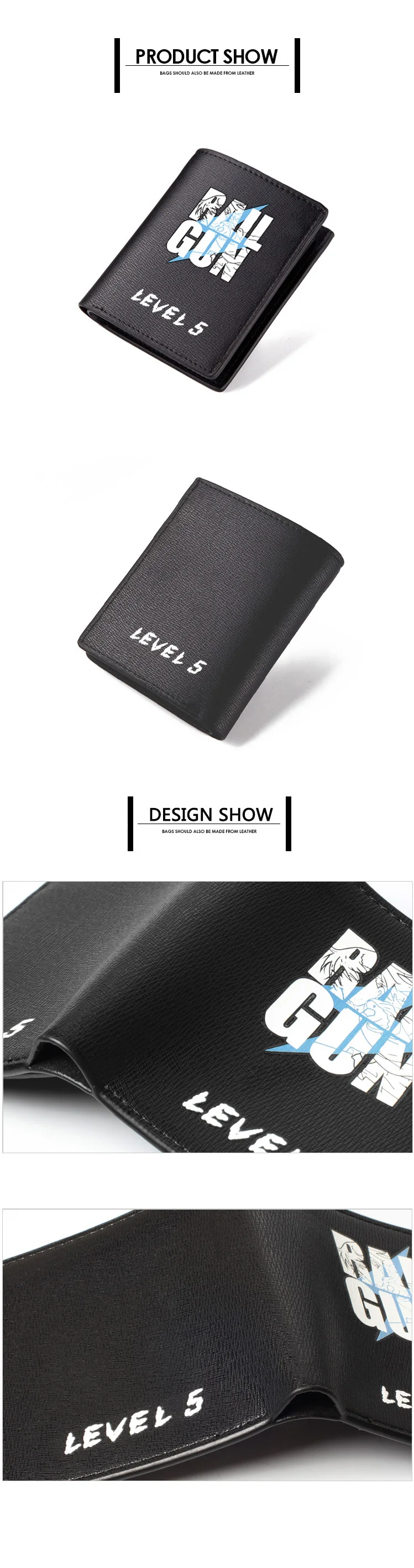 PU Rail Gun Wallet Fashion Style Black Purse Carteira (3)