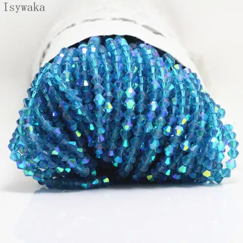 

Isywaka green blue Half AB 100pcs 4mm Bicone Austria Crystal Beads charm Glass Beads Loose Spacer Bead for DIY Jewelry Making