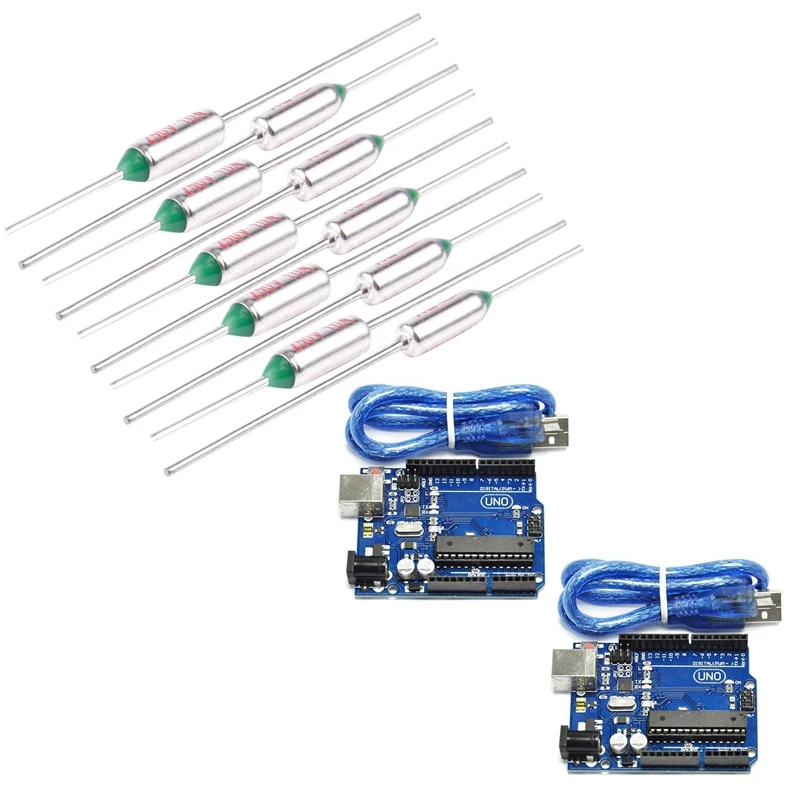 

10 Pcs 250V 10A TF 120 Degree Celsius Cutoffs Temperature Thermal Fuse & 2Pcs UNO R3 ATmega328P ATMEGA16U2 Development Board Com