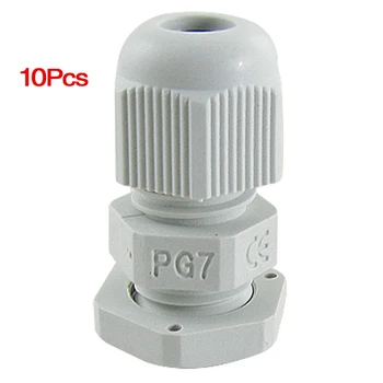 

3-6.5mm Cables PG7 Waterproof Wht Plastic Glands 10 Pcs