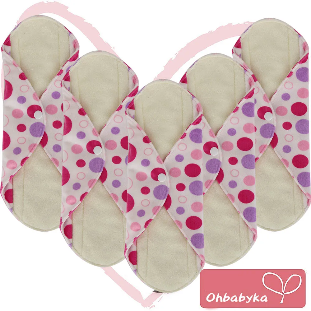 

5Pack Regular BAMBOO Mama Cloth Pad Menstrual Ohbabyka New Sanitary Maternity Pad Napkin Waterproof Reusable Panty Liners Women