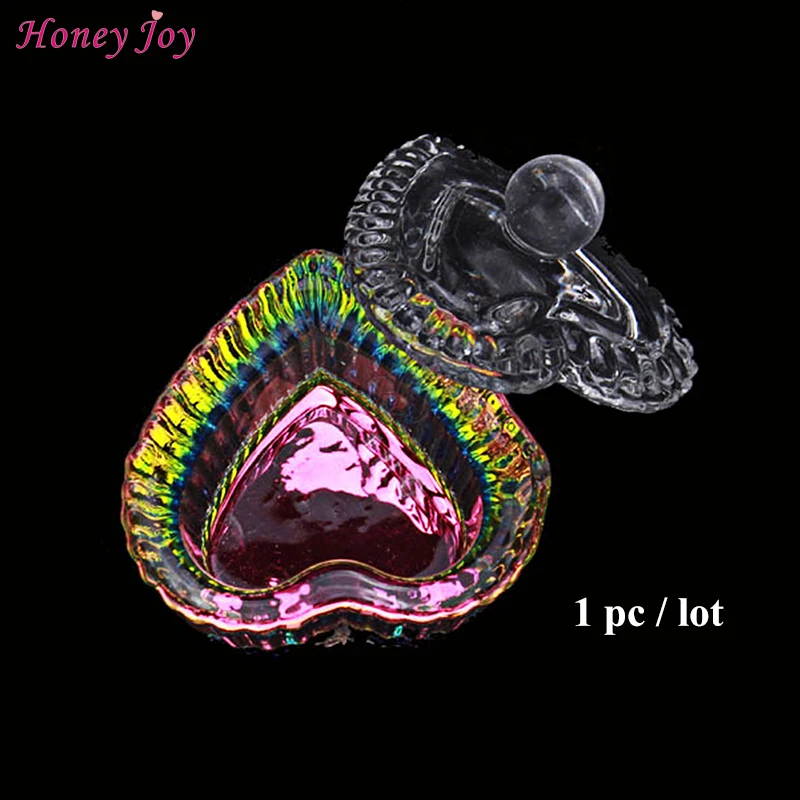 1 pc Sweet Heart 1 шт. Радужное кристально чистое акриловое жидкое блюдо Dappen Блюдо стеклянная чашка с крышкой Чаша для акрилового порошка мономер набор инструментов для дизайна ногтей - Цвет: 1 pc Sweet Heart