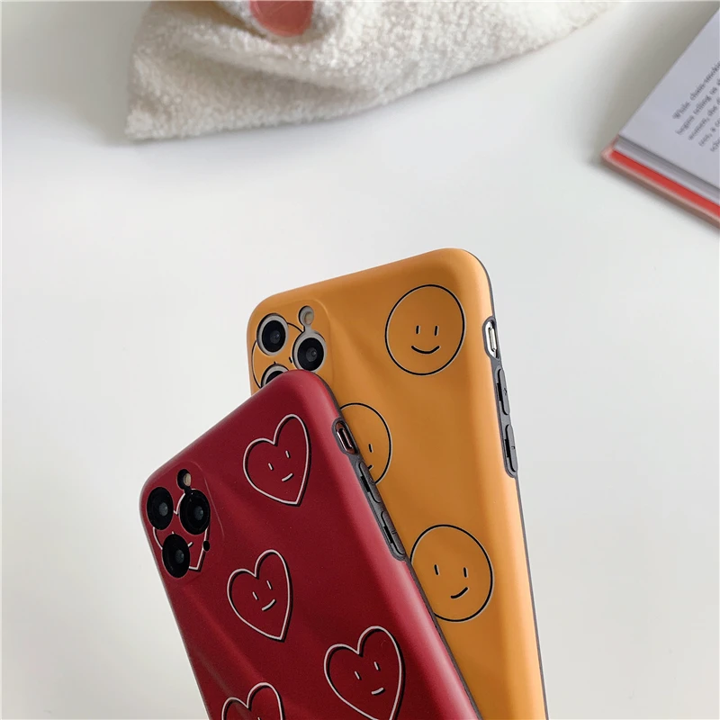 Bump Текстура Любовь Сердце Улыбка чехол для телефона для Iphone 11 Pro Max матовый мягкий чехол по технологии imd для Iphone X Xr Xs Max 7 8 Plus задняя крышка
