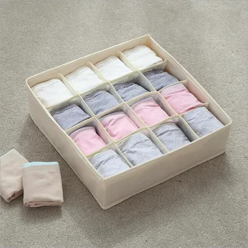 

Dormitory Closet Organizer For Socks Home Separated Underwear Storage Box 16 Grids Bra Organizer Foldable Drawer Organizer