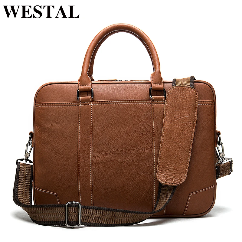 Портфель WESTAL из натуральной кожи для мужчин сумка ноутбука Офисная Сумочка