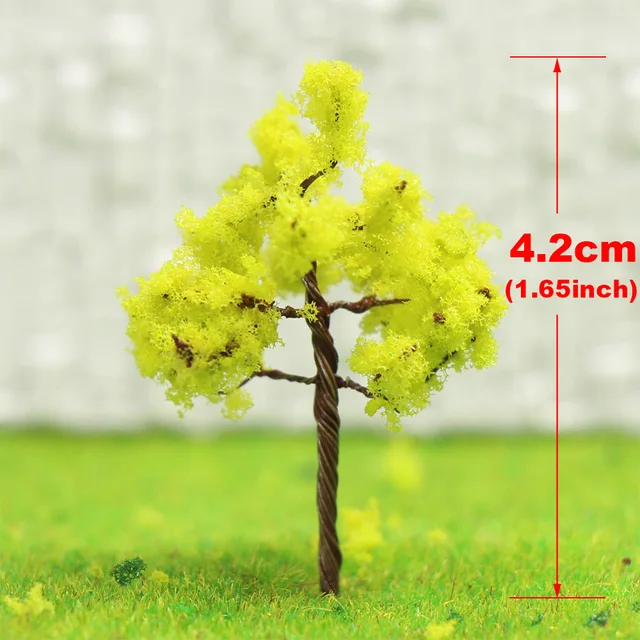 50pcs/100pcs/200pcs N TT Scale Model Trees 1:100 Iron Wire Trees Autumn Green 4cm Railway Layout R4020