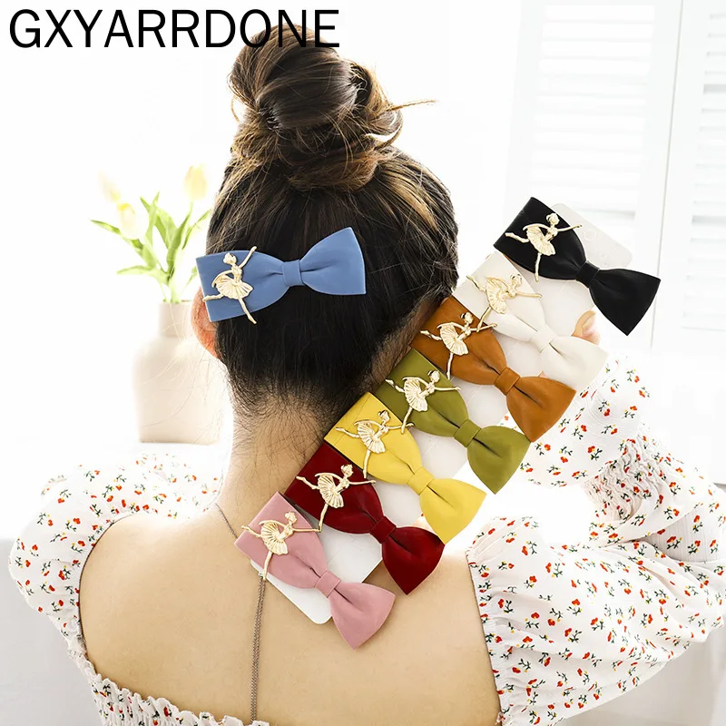 

Wholesale Golden Ballet Girl Knot Bow Hairpins Hair Clips Women Girls Cute Leather Hairclip Headdress Hair Jewelry Accessories