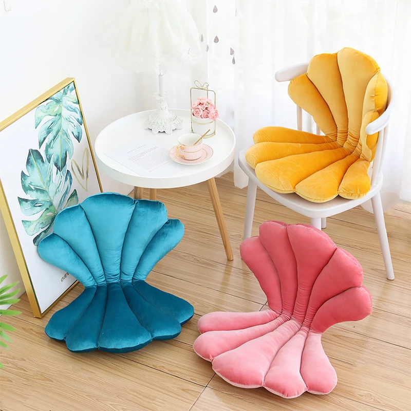 Velvet Seal Shell Chair Cushion Unique Rose Pink Seat Pillow Upscale Restaurant Chair Decor Girly Room Decorations