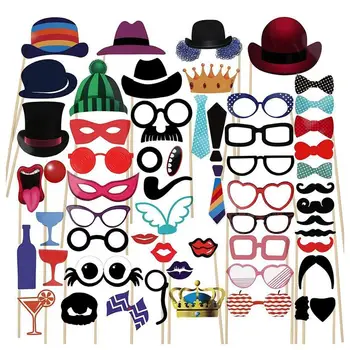 

58pcs Wedding Photo Props Photo Booth Props Kit Decorative Paper for Wedding Party Decor
