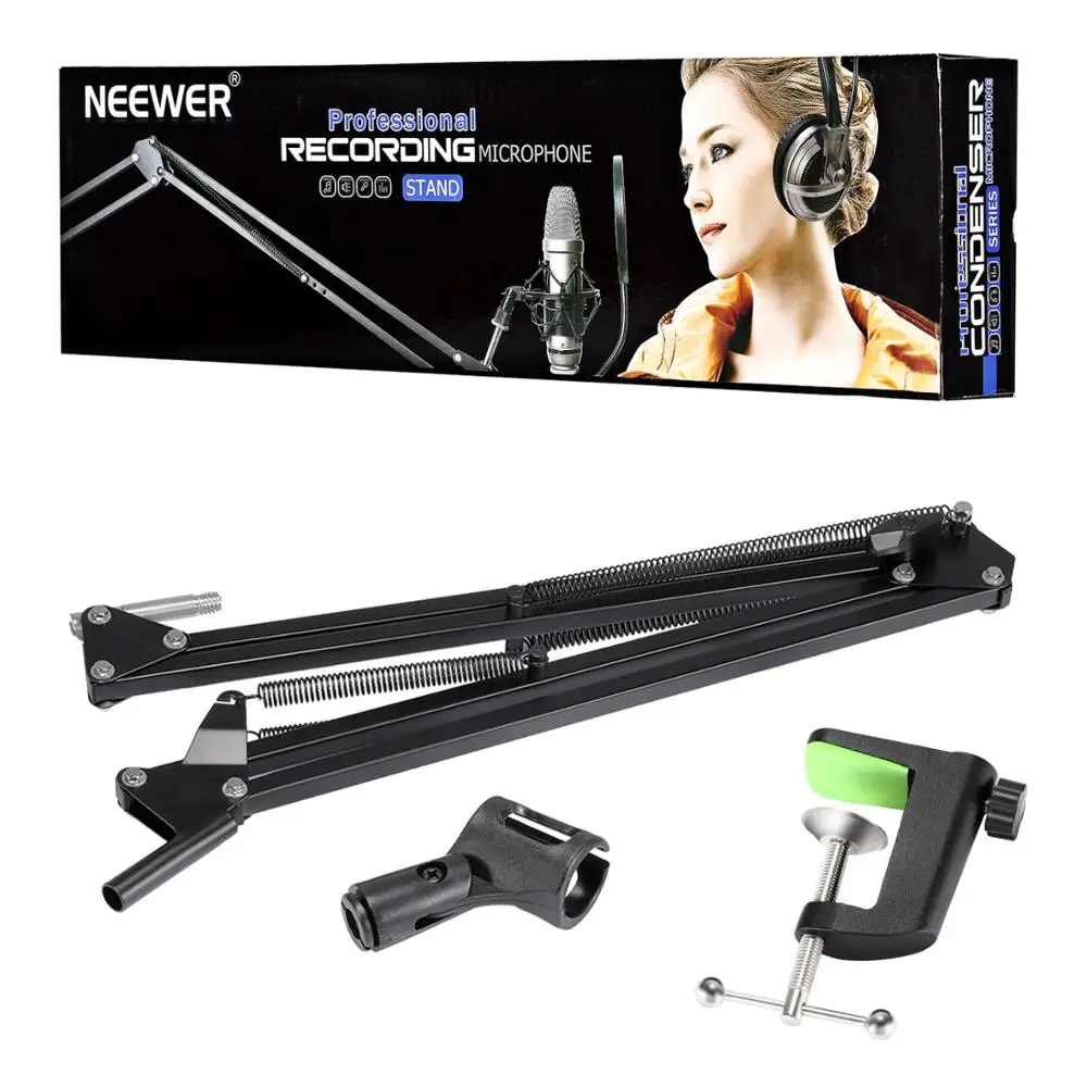 Neewer NB-35, студийный микрофон, микрофонная стойка, стрелы, ножничные подвески, крепление на руку, амортизатор для установки на пк, ноутбук