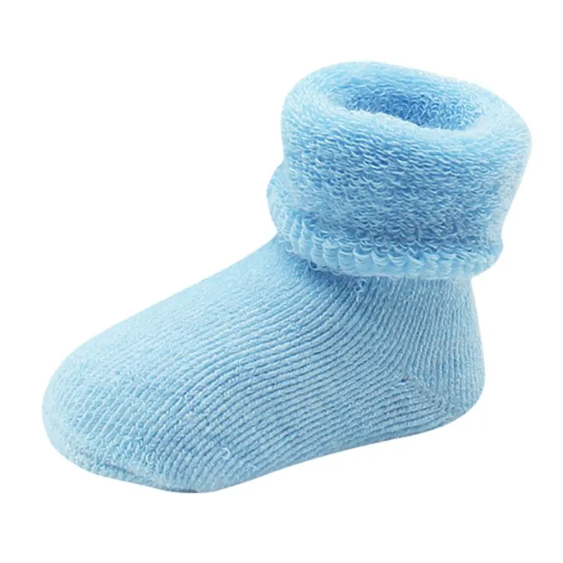 Новинка; сезон осень-зима; хлопковые носки для новорожденных От 0 до 1 года мальчиков и девочек 6 цветов; повседневные плотные теплые удобные носки ярких цветов - Цвет: Небесно-голубой