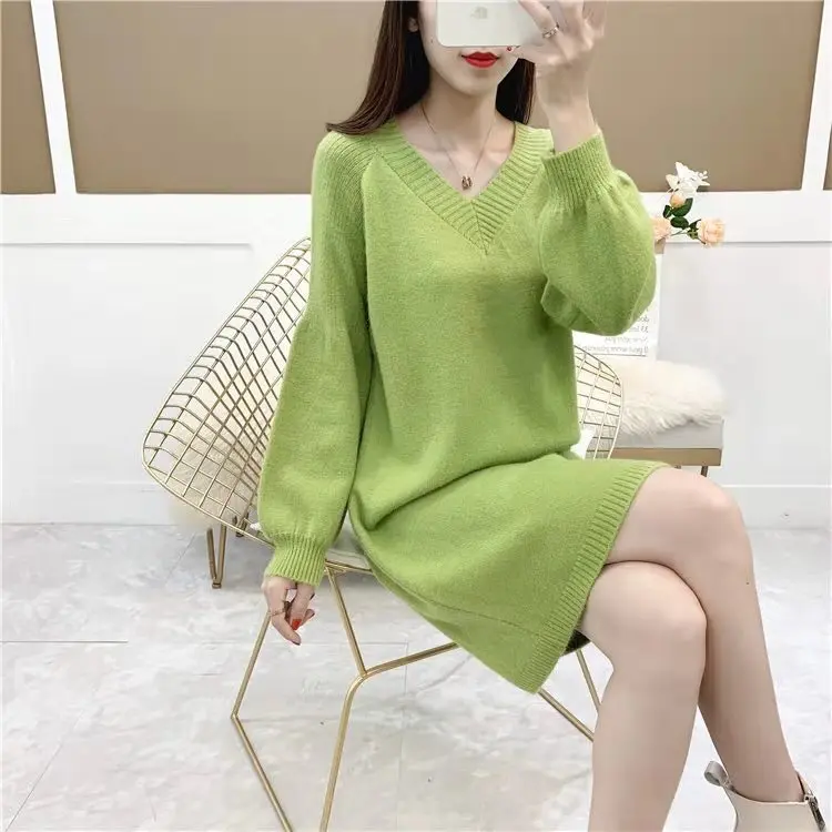 Женский простой длинный кардиган с v-образным вырезом, свитер, пальто, женский свободный ленивый свитер от ветра, одноцветная повседневная куртка, Новинка