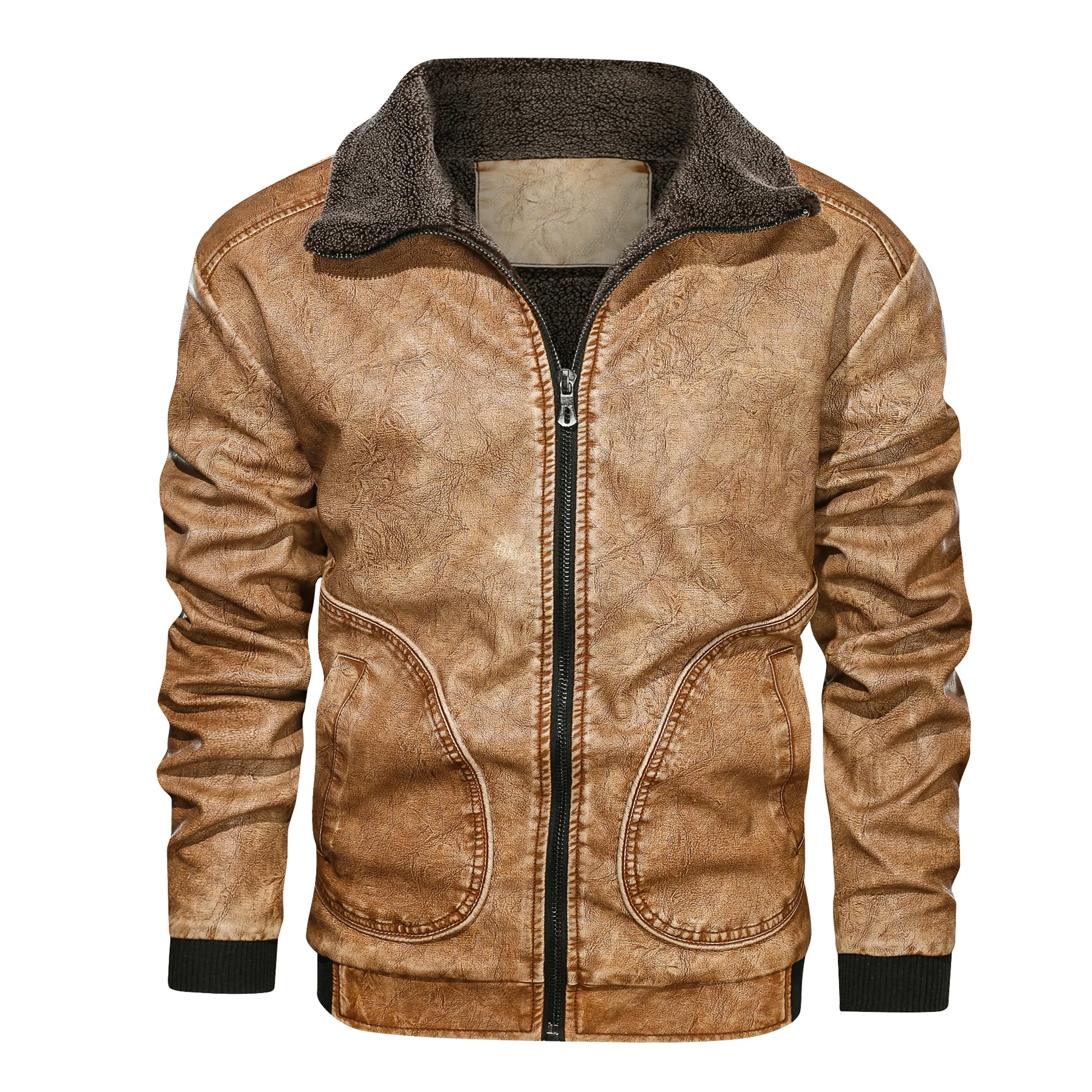

Men's Leather Jackets Winter Fleece Thick Men Jacket European size Dropshipping