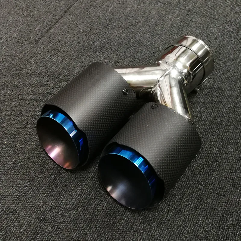 1 шт. матовый черный двойной AKRAPOVIC углеродное волокно выхлопной трубы глушитель синий выгоревшая труба выхлопной трубы наконечник