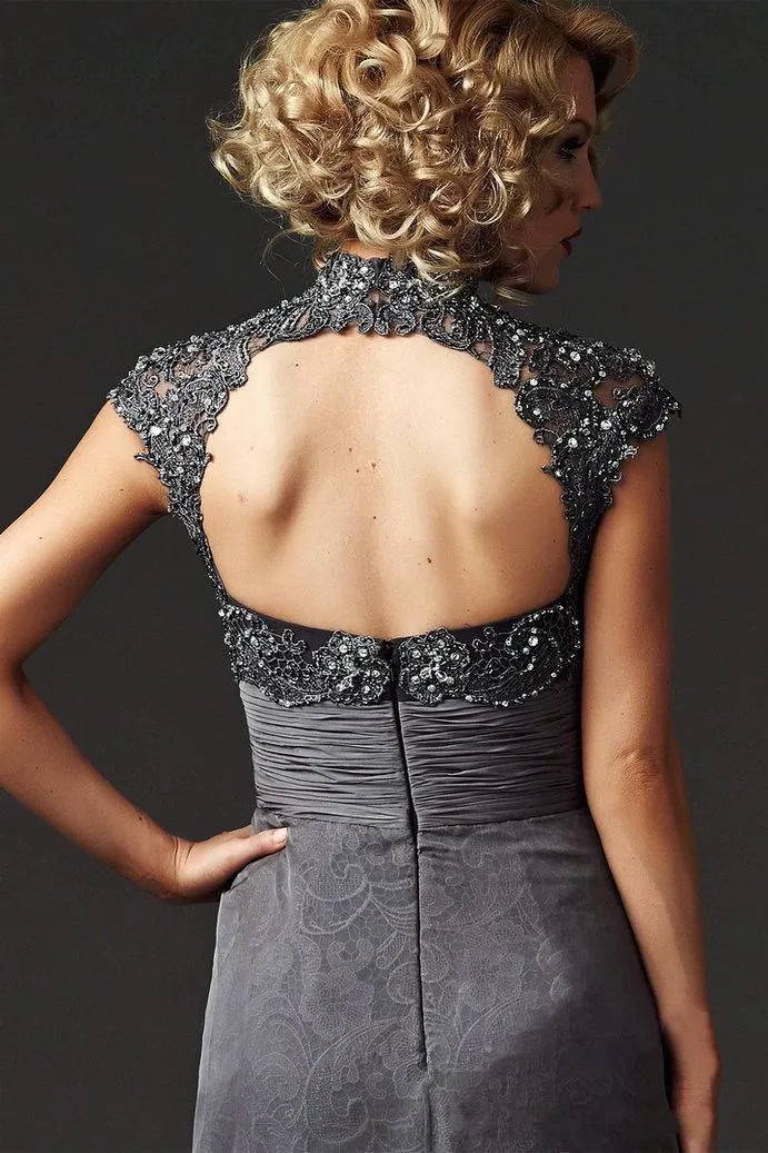 Robe de soiree courte модное дешевое сексуальное платье с открытой спиной и высоким воротом, кружевное нарядное платье, вечернее платье для мамы невесты