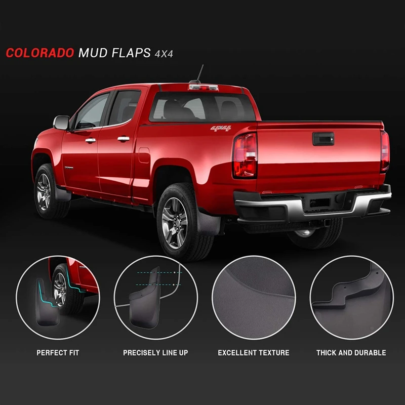 Брызговики для Chevy Colorado GMC Canyon без F-Lares- передний и задний черный набор из 4