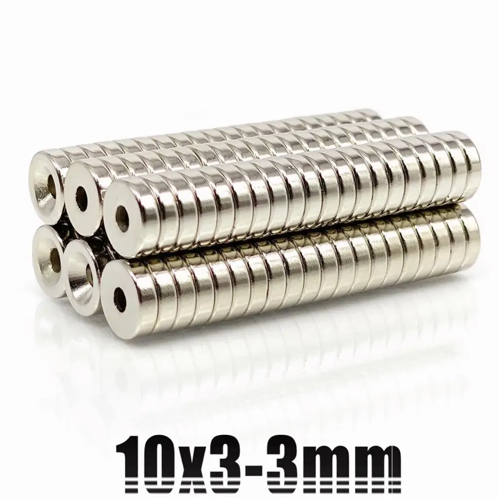 Round magnets 10~200Pcs 6x3 8x3 10x3 12x3 18x3 hole 3mm N35 NdFeB countersunk super powerful strong permanent magnetic disc