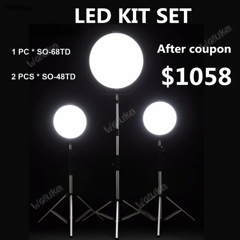 Falcon Eyes SO-48TD* 2 шт+ SO-68TD* 1 шт. непрерывный светодиодный Панель комплект Dimmable высокой CRI95 3000-5600K Светодиодные лампы для фото и видеосъемки CD50 T03
