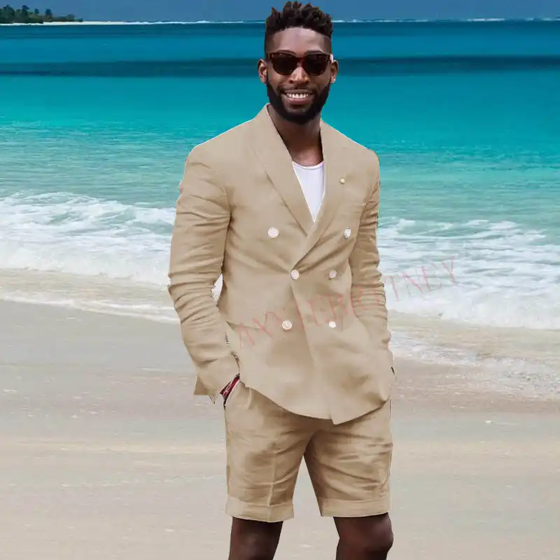 linen jacket and shorts