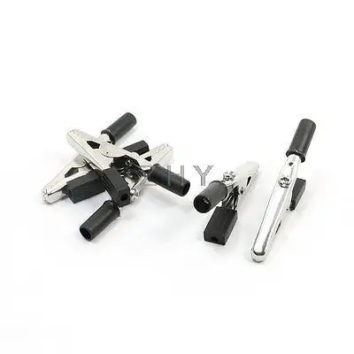 

5pcs Black Plastic Coated Handle Alligator Clips Clamps 2.2" Length