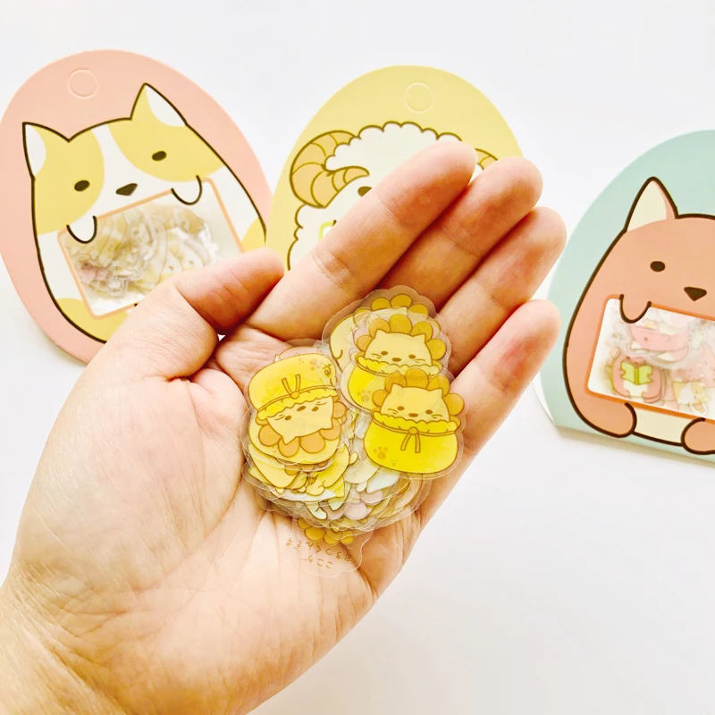 50 шт./пакет Kawaii щенок лисий мех овцы лев полихлоридвиниловая клейкая DIY Стикеры Тетрадь альбом декор