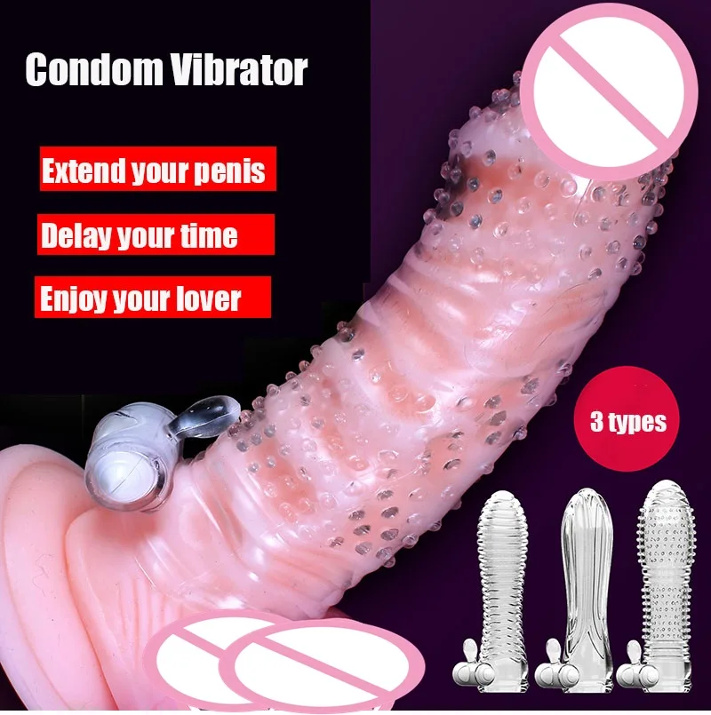 

Reusable Condoms Vibrator Penis Extender Sleeve Enlargement Condom For Men Sex Delay Ejaculation Cock Ring Toys for Adults