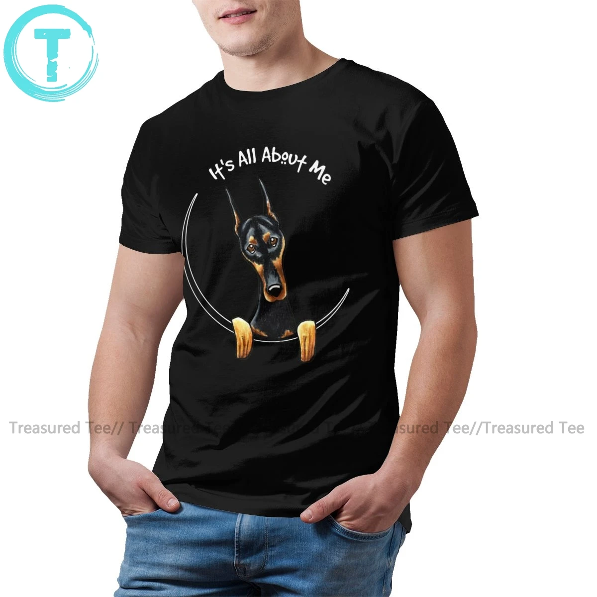 Doberman футболка Pinscher 100 хлопок с коротким рукавом Футболка XXX симпатичная Мужская Пляжная принтом|Футболки| |