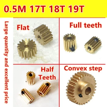 

5pcs 0.5 mod 17 teeth 18teeth 19teeth brass 59 national standard flat boss precision model micro motor small module micro gear