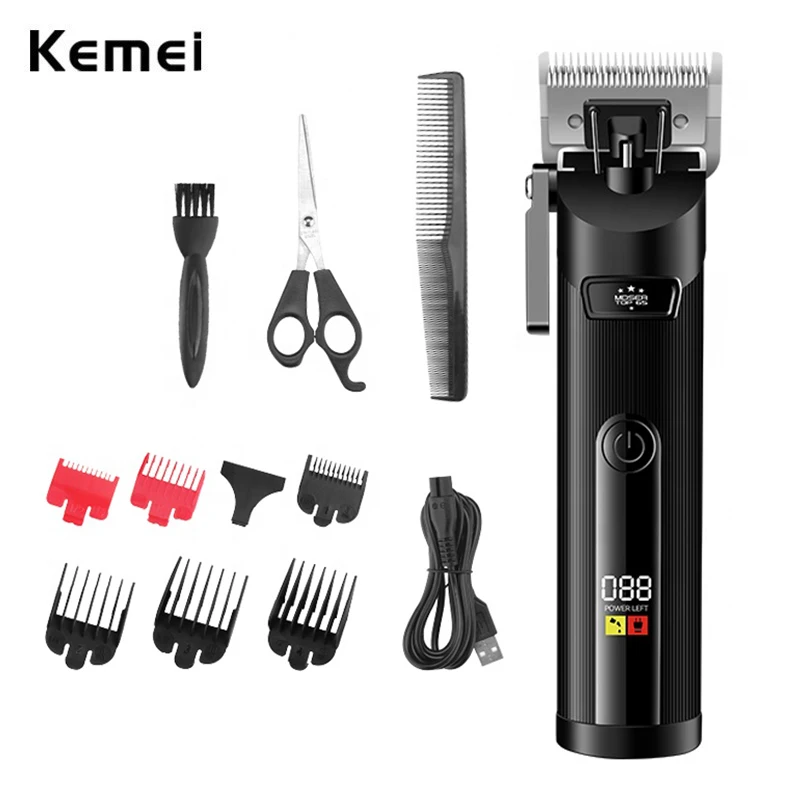 Kemei Barber Cordless Electric Hair Clipper Adjustable Blade Hair Trimmer  Men Rechargeable Professional Haircut Machine 2022 emergency spare key blade for 2019 2022 mazda m6 mx5 cx5 cx7 cx9 rx8 cx30 smart key blade