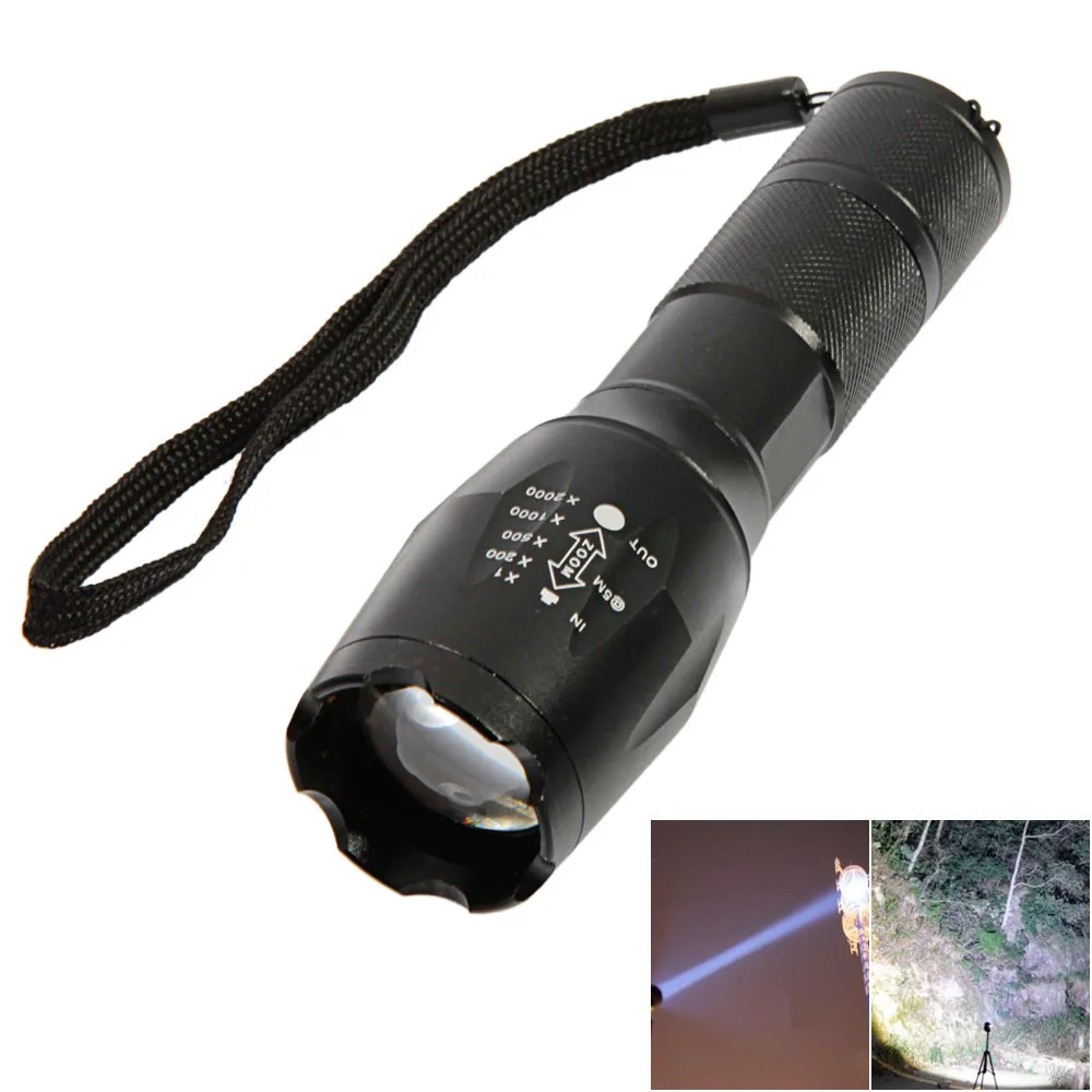 

10W Flashlights 1200Lumens 500m Focusing White Strong Light Torches Black Portable Lighting