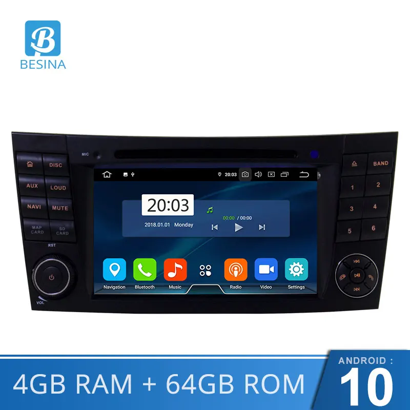 Besina Android 10 0 автомобильный dvd-плеер для Mercedes Benz E-Class W211 E200 E220 E300 E350 2 Din Автомобильный