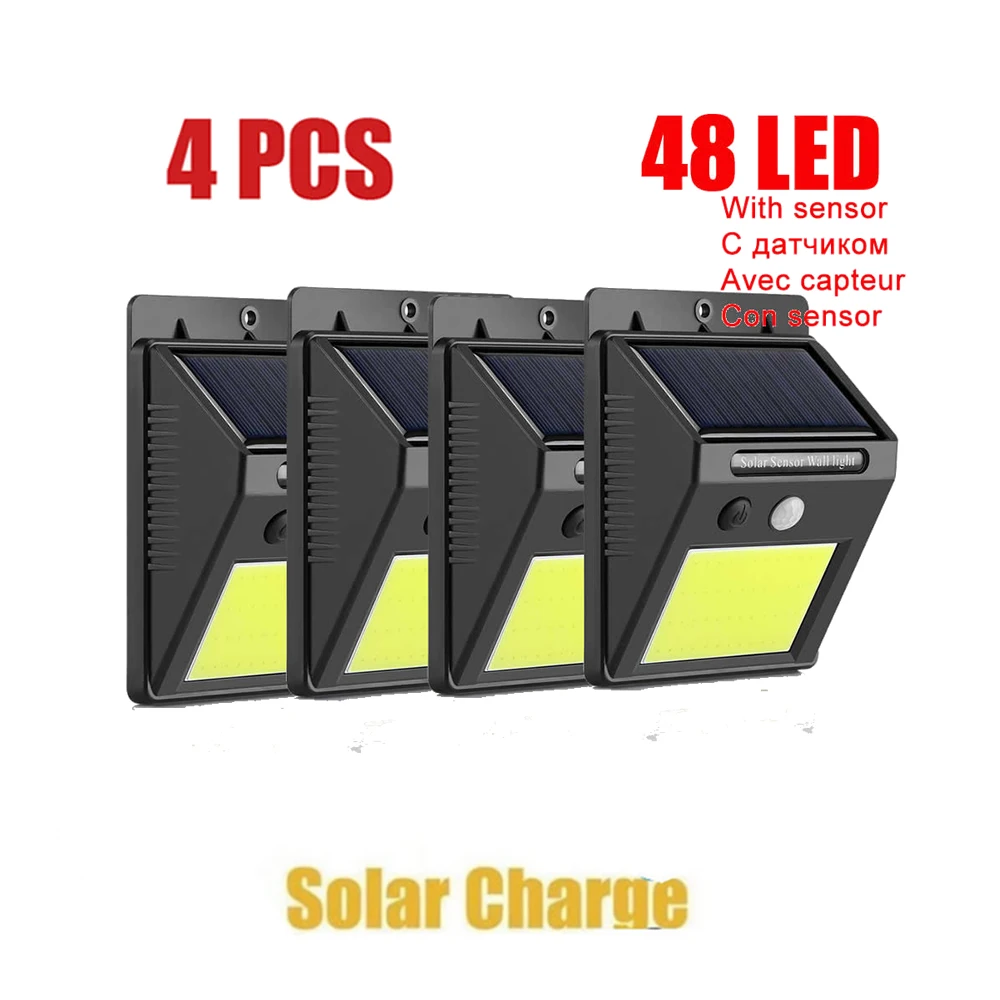 

1-4PCS LED Solar Light Powered LED Solar Lamp Panel LED Motion Sensor IP65 Human Body Induction Outdoor Lighting Garden ABS Wall