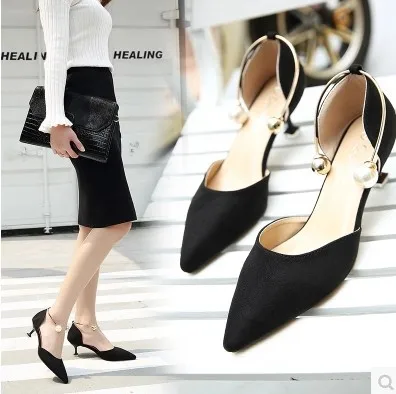 

2017 Spring Summer Fashion 3 Months New Style Pointed-Toe Pearl Thin Heeled WOMEN'S Shoes