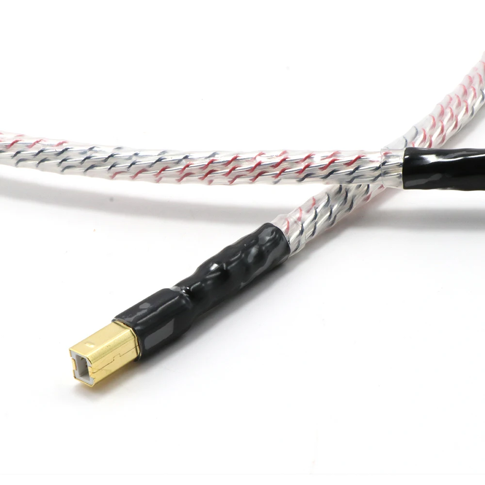 Hifi 5 cores Top-rated Silver Plated + shield USB Cable High Quality Type A to Type B Hifi Data Cable For DAC