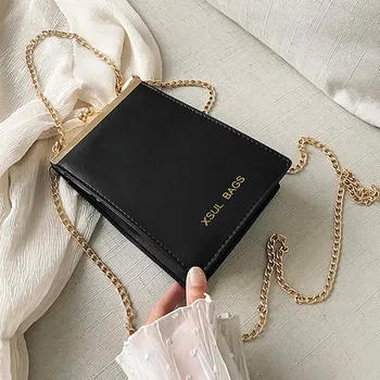 

Women Solid Color Shoulder Bag Chain Crossbody Bags 2020 Fashion PU Leather Messenage Bags Chain Diagonal Bag Casual Handbag