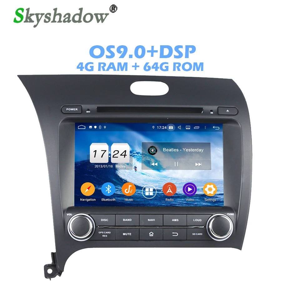 Ips DSP Android 9,0 4 Гб ОЗУ+ 64 Гб ПЗУ+ 8 ядерный автомобильный dvd-плеер Wifi Bluetooth радио gps карта для kia CERATO K3 FORTE 2013