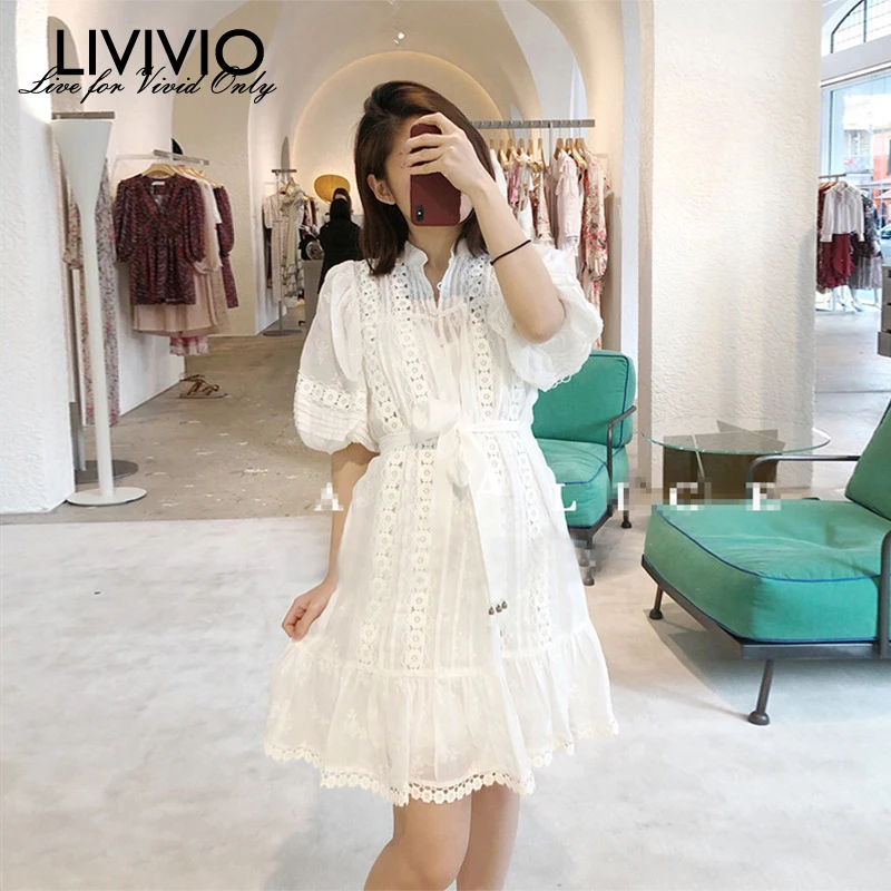 [LIVIVO] Модные Милые Kawaii белые кружевные тонкие сексуальные платья с коротким