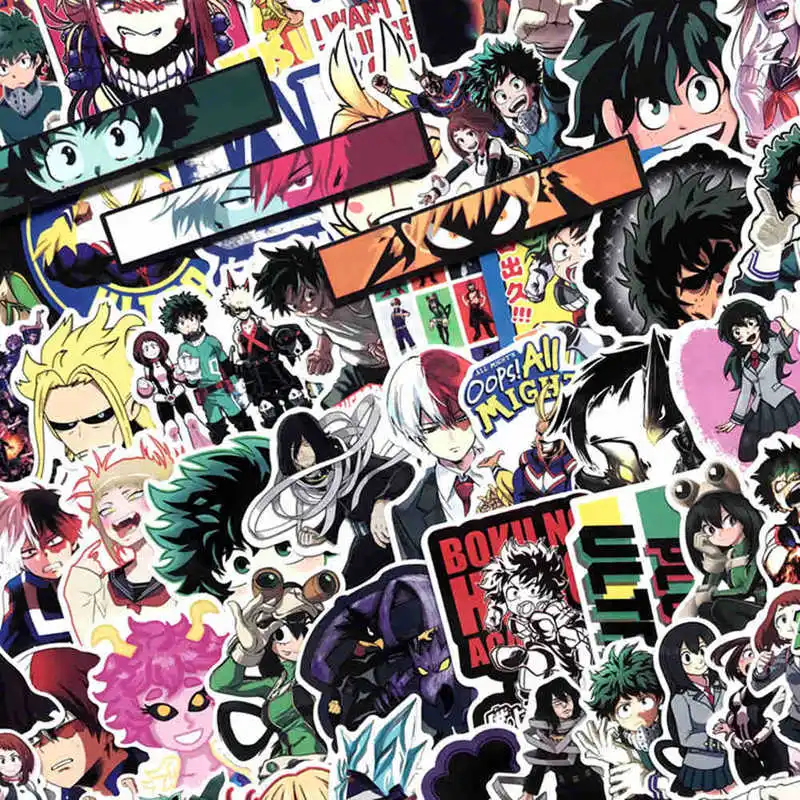 70 шт. наклейки на чемодан My Hero academic для ноутбука скейтборд Izuku Midoriya All Might Boku No Hero Academy наклейки на аниме