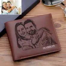 Personalized Photo Gift Men Short Wallet Engrave Custom Photo Credit Card Holder Wallets Birthday Gifts for Husband Father's Day