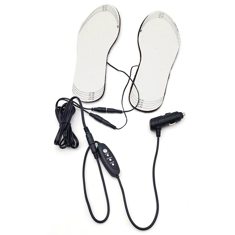12V Motorcycle Electric Heated Insoles Foot Warmer Heater Adjustable with Cigarette Lighter