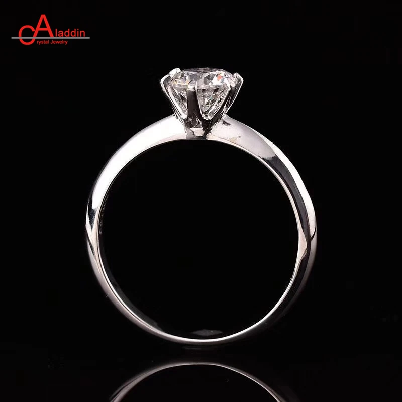 Классические кольца Аладдин с шестью когтями, 1ct/2ct, Муассанит, серебро 925 пробы, обручальное кольцо, ювелирное изделие, Модная бижутерия для подружки, подарок - Цвет камня: 1ct 6.5mm