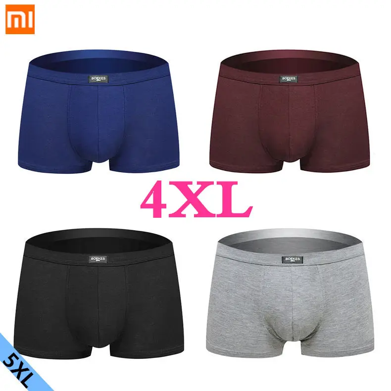 4XL 4 шт Xiaomi Mijia сексуальное мужское нижнее белье большого размера u-выпуклые удобные боксерские, Модальные, мягкие, дышащие, одноцветные мужские трусы L-5XL - Цвет: 4XL