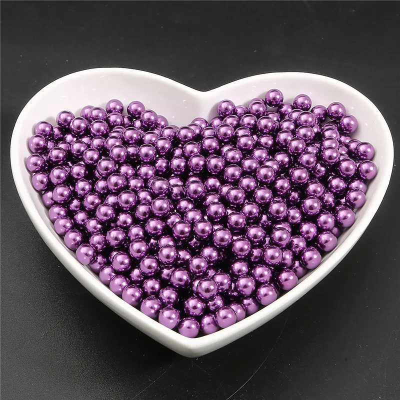 Dark Purple 3/4/6/8/10 мм Нет отверстия акриловые бусины из пластика ABS, имитация жемчужные бусины красочные круглые бусины для рукоделия Костюмы одежды поставки - Цвет: Dark Purple