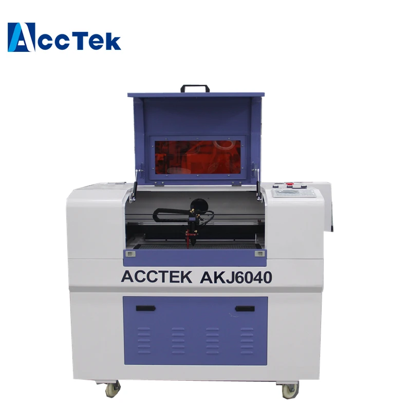 Professional manufacturer Mini co2 laser engraving machine 90W AKJ6040 for rubber acrylic wood paper PVC