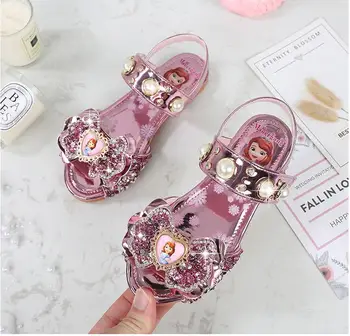 

Kids Girls Wedding Dress Shoes Children Elsa Princess Shoes Bowtie Purple Pink Blue Leather Shoes For Girls Casual Shoes Flat