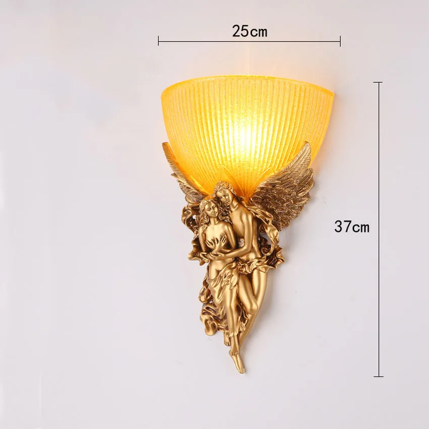 European style Resin wall Lamp for living bedside lampbackground wall Light deco Corridor stair, Angel Love Glass Wall sconces - Цвет абажура: Model A
