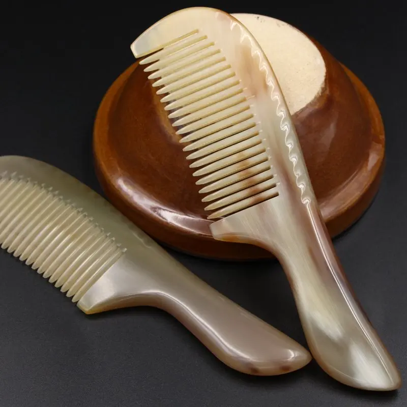 hair brush Combs Hairdressing Natural Anti Static White Buffalo Horn Comb Hair Care Massage Brush Prevent Loss Hairbrush